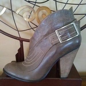 Carlos Santana Leather Distressed Sage Booties